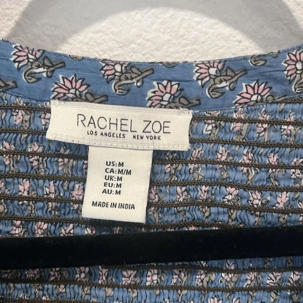 Rachel Zoe Women's Cotton Split Neck Peasant Blouse Floral Medium Boho Cottage - Picture 3 of 10